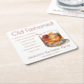 Dessous-de-verre Carré En Papier Recette de boisson Old Fashioned pour enterrement (Incliné)