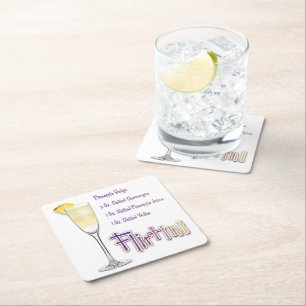 Dessous-de-verre Carré En Papier Recette de cocktail Flirtini Pineapple Mimosa Art