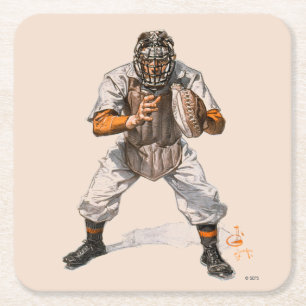 Dessous-de-verre Carré En Papier Receveur de base-ball