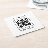 Dessous-de-verre Carré En Papier Rechercher notre menu Code QR personnalisé et logo (Incliné)
