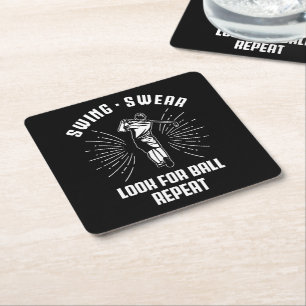 Dessous-de-verre Carré En Papier Recherchez Ball Repeat Golf Nerd Vintage Golf Pun