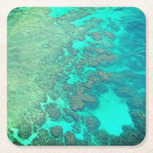 Dessous-de-verre Carré En Papier Récif corallien eau d'océan turquoise caraïbes