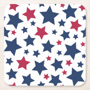 Dessous-de-verre Carré En Papier Red and Blue Stars - motif de drapeau américain