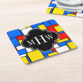 Dessous-de-verre Carré En Papier Red Blue Yellow Mondrian Blk Quatrefoil 3 monogram (Incliné)