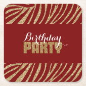 Dessous-de-verre Carré En Papier Red Gold Zebra Print Faux Parties scintillant Anni (Devant)