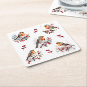 Dessous-de-verre Carré En Papier Red Robin Holly Christmas (Incliné)