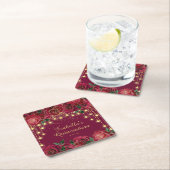Dessous-de-verre Carré En Papier Red Rose Gold String Étoiles lumineuses Quinceañer (En situation)