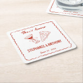 Dessous-de-verre Carré En Papier Red Whimsical Frame That's Amore Italien Mariage (Incliné)