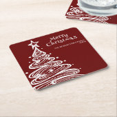 Dessous-de-verre Carré En Papier Red White Christmas Tree (Incliné)