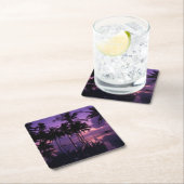 Dessous-de-verre Carré En Papier Réflexion de palmier (En situation)