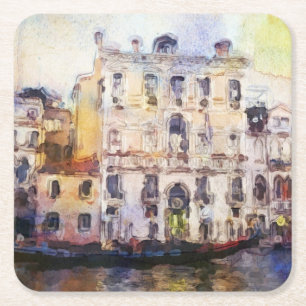 Dessous-de-verre Carré En Papier Regarde OD Venise faite dans l'aquarelle