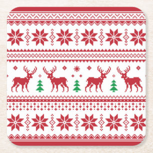 Dessous-de-verre Carré En Papier Reindeer Snowflakes Fair Isle Design Dessous de ve