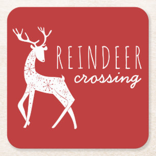 Dessous-de-verre Carré En Papier Reindeer & Snowflakes Reindeer Crossing Noël