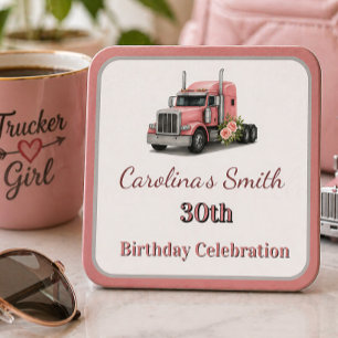 Dessous-de-verre Carré En Papier Reine de la route Anniversaire Femme conducteur de