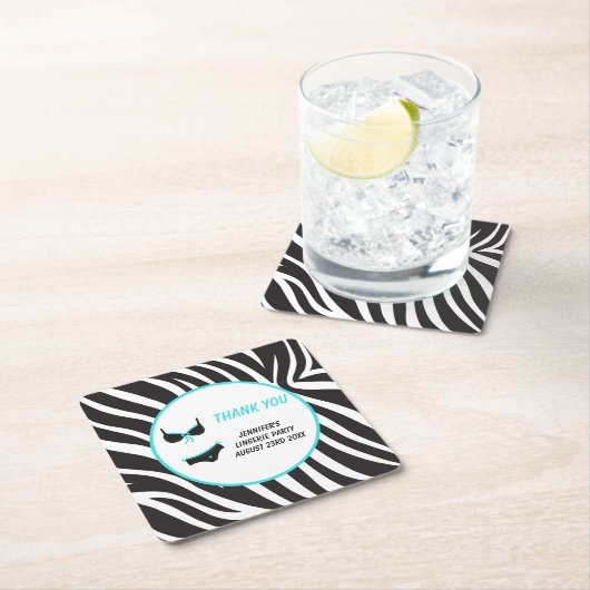 Dessous-de-verre Carré En Papier Remerciement pour la soirée lingerie turquoise (En situation)