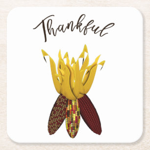 Dessous-de-verre Carré En Papier Remerciements - Coloré Corn indien d'automne