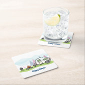 Dessous-de-verre Carré En Papier Remorque de Camper (En situation)