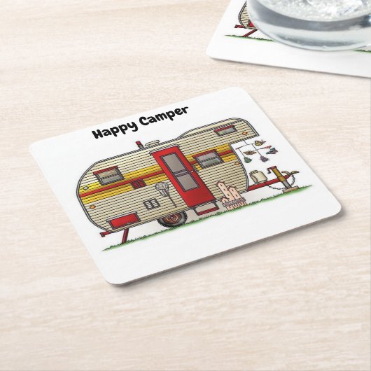 Dessous-de-verre Carré En Papier Remorque de Camper (Incliné)