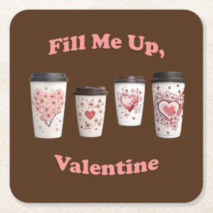 Dessous-de-verre Carré En Papier Remplissez-Moi, Valentine !