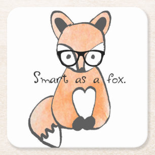 Dessous-de-verre Carré En Papier Renard intelligent mignon