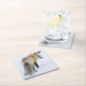 Dessous-de-verre Carré En Papier Renard rouge en hiver (En situation)