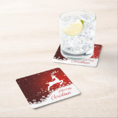 Dessous-de-verre Carré En Papier Rennes de rennes, flocons de neige Noël (En situation)