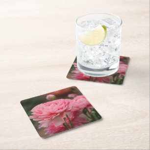 Dessous-de-verre Carré En Papier Renoncule rose paon en gros plan