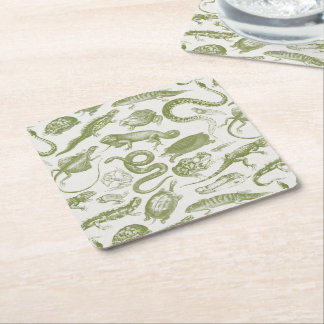 Dessous-de-verre Carré En Papier Reptiles et Amphibiens Animaux Motif Goblincore