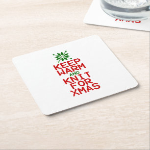 Dessous-de-verre Carré En Papier Restez au chaud et tricotez pour Noël