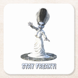 Dessous-de-verre Carré En Papier Restez bizarres ! Épouse de Frankenstein
