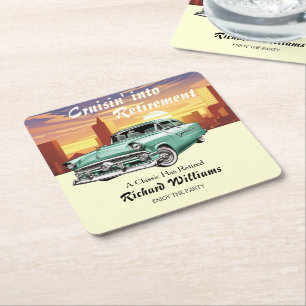 Dessous-de-verre Carré En Papier Retraite Cruising Classic Retro Car City Party