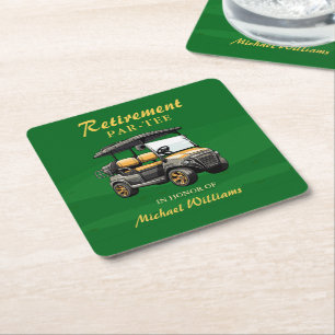 Dessous-de-verre Carré En Papier Retraite Elégant Golf Thème Panier Vert Or