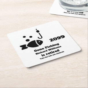 Dessous-de-verre Carré En Papier Retraité Parti Pêcher Minimaliste Moderne Retraite
