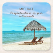 Dessous-de-verre Carré En Papier Retraite Texte personnalisé Plage tropicale Thème (Devant)