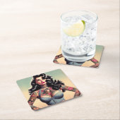 Dessous-de-verre Carré En Papier Retro Beauté tatoué vers le haut (En situation)