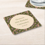 Dessous-de-verre Carré En Papier Retro Boho Green Cute Floral Custom 50e anniversai<br><div class="desc">Retro Boho Green Cute Floral Simple Custom 50th Birthday Carré Dessous de verre papier</div>