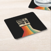 Dessous-de-verre Carré En Papier Retro Camera with Rainbow Print (Incliné)