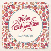 Dessous-de-verre Carré En Papier Retro Frohe Weihnachten Personnalisé (Devant)