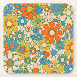Dessous-de-verre Carré En Papier Retro Garden Super Floral 60s les années 70 Motif