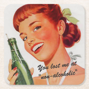 Dessous-de-verre Carré En Papier Retro Girl Soda Advert Custom Slogan