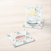 Dessous-de-verre Carré En Papier Retro Green Christmas Trees Modern Abstract Unique (En situation)