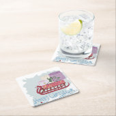 Dessous-de-verre Carré En Papier Rétro Merry Christmas ! (En situation)