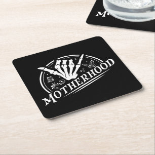 Dessous-de-verre Carré En Papier Retro Motherhood Rock Skeleton Sarcastic Mom Cadea