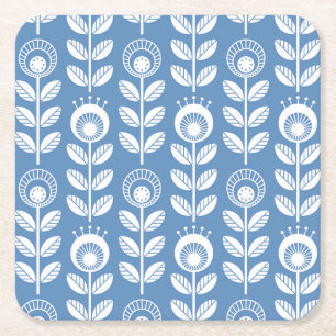 Dessous-de-verre Carré En Papier Rétro motif bleu scandinave