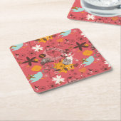 Dessous-de-verre Carré En Papier Rétro motif floral 7 (Incliné)