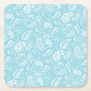 Dessous-de-verre Carré En Papier Rétro Paisley dans le bleu turquoise