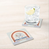 Dessous-de-verre Carré En Papier Retro Rainbow Super bébé Genre Neutre Douche (En situation)