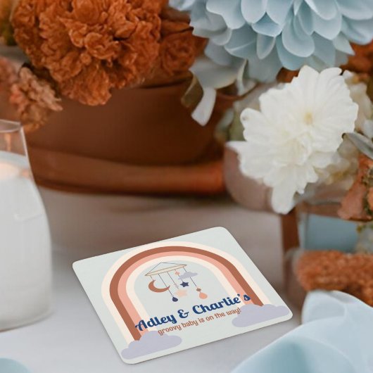 Dessous-de-verre Carré En Papier Retro Rainbow Super bébé Genre Neutre Douche