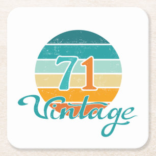 Dessous-de-verre Carré En Papier Retro Sunset 71 Vintage en détresse