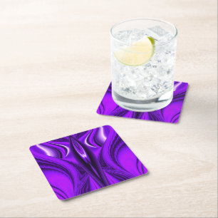 Dessous-de-verre Carré En Papier Rêves arc-en-ciel à fleurs violettes, ailes anges
